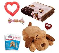 Snuggle Puppy Original Essentials - Kit de iniciación. Juguete para perro con latido del corazón y ayuda calmante con 3 paquetes de calor, juguete de dentición para cachorros, juguete masticable para