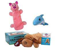 Snuggle Puppy Original, juguete para perros con latido del corazón calmante, compañero de peluche calmante que reduce la ansiedad de las mascotas, incluye paquete de calor y baterías + 2 juguetes para