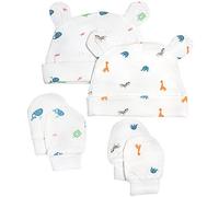 Snuggle Safari Baby Care 2 Sombreros De Bambú Para Bebé y Manoplas Antiarañazos en Caja de Regalo | 0-3 Meses