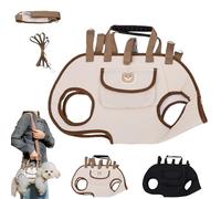 Snuggle Sling Dog Carrier, Dog Full Body Lift Harness for Small Dogs, Hands Free Shoulder Yorkie Carrie, Adjustable Leash with Small Puppy Treat Bag, for Dogs of Different Weights (Brown,M)