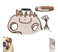 Snuggle Sling Dog Carrier, Hands Free Shoulder Yorkie Carrier, Dogs Full Body Lift Harness with Adjustable Leash with Small Puppy Treat Bag (Beige,M)