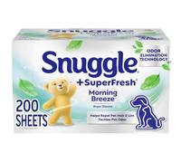 Snuggle SuperFresh - Hojas suavizantes para secadora, 200 unidades, brisa matutina, aroma fresco y limpio de larga duración, combate el olor de las mascotas, ayuda a repeler el pelo de las mascotas