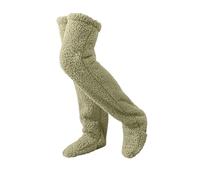 Snuggs Cozy Socks,Snuggs Footwear Long Socks,Fluffy Thigh Knee High,Plush Warmth Sock Over Knee Slippers,Teddy Legs Long Paws,Warm Knee Fuzzy Leggings,Fuzzy Socks for Women,Hairy Stockings (Green)