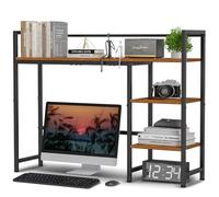 Snughome Estante de escritorio, estante organizador de escritorio, gabinete de escritorio de madera para monitor de computadora, estante de exhibición de escritorio de 4 niveles, estante de