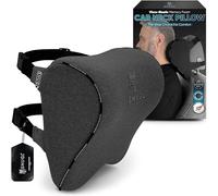 SNUGL Almohada Cervical para Coche | Cojín Reposacabezas de Espuma Viscoelástica | Soporte para Cuello, Cabeza y Hombros | Cojín de Viaje Ergonómico (Gris)