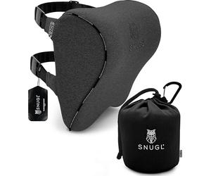 SNUGL Almohada Cervical para Coche | Cojín Reposacabezas de Espuma Viscoelástica | Soporte para Cuello, Cabeza y Hombros | Cojín de Viaje Ergonómico (Gris)
