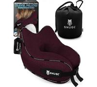 SNUGL Almohada de Viaje Cojín Cervical de Espuma Viscoelástica - Almohada para Vuelo | Soporte para el Cuello en Viajes | Almohada de Viaje para Avión con Bolsa de Transporte y Clip | (Rojo Oscuro)