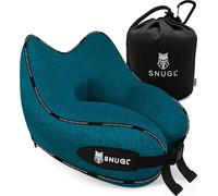 SNUGL Almohada de Viaje Ergonómica - Cojín Cuello Viaje de Espuma Viscoelástica | Almohada Cervical con Bolsa de Transporte para Coche y Avión | (Azul Turquesa - Adulto Regular)