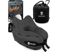SNUGL Almohada de Viaje Cojín Cervical de Espuma Viscoelástica - Almohada para Vuelo | Soporte para el Cuello en Viajes | Almohada de Viaje para Avión con Bolsa de Transporte y Clip | (Gris Oscuro)