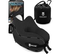 SNUGL Almohada de Viaje Cojín Cervical de Espuma Viscoelástica - Almohada para Vuelo | Soporte para el Cuello en Viajes | Almohada de Viaje para Avión con Bolsa de Transporte y Clip | (Negro)