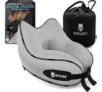 SNUGL Almohada de Viaje Ergonómica - Cojín Cuello Viaje de Espuma Viscoelástica | Almohada Cervical con Bolsa de Transporte para Coche y Avión | (Gris - Adulto Pequeño)
