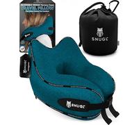 SNUGL Almohada de Viaje Cojín Cervical de Espuma Viscoelástica - Almohada para Vuelo | Almohada de Viaje para Avión con Bolsa de Transporte y Clip | (Azul Turquesa)
