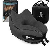 SNUGL Almohada de Viaje Ergonómica - Cojín Cuello Viaje de Espuma Viscoelástica | Almohada Cervical con Bolsa de Transporte para Coche y Avión | (Gris Oscuro - Adulto Pequeño)