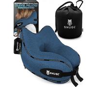 SNUGL Almohada de Viaje Ergonómica - Cojín Cuello Viaje de Espuma Viscoelástica | Almohada Cervical con Bolsa de Transporte para Coche y Avión | (Azul - Adulto Pequeño)