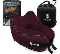 SNUGL Almohada de Viaje Cojín Cervical de Espuma Viscoelástica - Almohada para Vuelo | Soporte para el Cuello en Viajes | Almohada de Viaje para Avión con Bolsa de Transporte y Clip | (Rojo Oscuro)