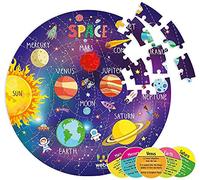 SNUNGPHIR Webby Amazing Solar System Jigsaw Floor Puzzle 60 Piezas con 4 Tarjetas Dobles Laterales
