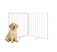 SNUOWU Puerta de Metal Independiente para Perros con Puerta, Valla Plegable de 24 Pulgadas de Altura para Interiores y Exteriores, 2 Paneles Extra Anchos, Puertas para Perros pequeños para Puertas