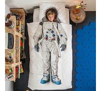 Snurk® - Juego de ropa de cama infantil, diseño astronauta, 135 x 200 cm, incluye 1 funda de almohada de 80 x 80 cm, 100% algodón orgánico