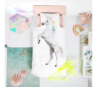 Snurk Manta de Ropa de Cama de 135 x 200 cm y Almohada de algodón de 80 x 80 cm con Motivo Unicornio.