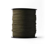 SNURO Cuerda de poliéster (3 mm, 100 m, color verde caqui), poliéster trenzado, fuerte, resistente a la intemperie y versátil, cuerda resistente a la intemperie, ideal para exteriores y supervivencia