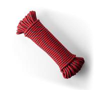 SNURO Cuerda de polipropileno (6 mm, 20 m, rojo con azul y verde), ligera, versátil cuerda trenzada para exteriores, supervivencia y jardín, no para escalar, carga de rotura 531 kg