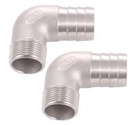 SNUTUYA Púa de manguera de 1 1/4 pulgadas x 1 pulgada NPT macho 304 de acero inoxidable codo de 90 grados, accesorio de tubería de preparación casera, sin plomo, paquete de 2
