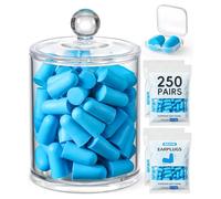 Snuvid 250 pares de tapones de espuma para los oídos con 1 soporte dispensador transparente, tapones para los oídos NRR de 33 dB para dormir con cancelación de ruido, tapones suaves para reducción de