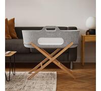 Snuz Baskit, moisés con colchón y Soporte, Juego de moisés Ligero para recién Nacidos de hasta 6 Meses, diseño Elegante y versátil para el hogar o Viajes, Gris Claro y Natural