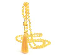 snxjaidszx 108 collares de cuentas de calcedonia amarilla natural para mujer, hechos a mano, collares bohemios para hombre, Piedra Cuero