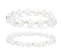 snxjaidszx 2 pulseras de cuentas redondas de corazón de piedra natural, lapislázuli, ojo de tigre y malaquita, para mujeres y hombres, 19cm, Piedra Cuero