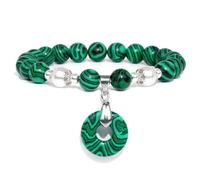 snxjaidszx Pulsera con colgante de piedra natural, sodalita azul, malaquita, amatistas, ojo de tigre, pulseras circulares, 19cm, Piedra Cuero