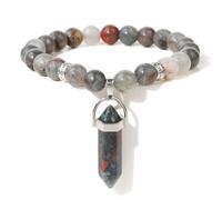 snxjaidszx Pulsera con colgante de piedra natural, sodalita azul, malaquita, amatistas, ojo de tigre, pulseras circulares, 21cm, Piedra Cuero