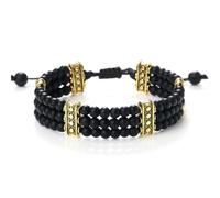 snxjaidszx Pulsera de 3 filas de cuentas de piedra natural, turquesa y malaquita natural, para mujeres y hombres, Piedra Cuero