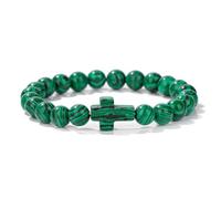 snxjaidszx Pulsera de aventurina verde, piedra natural, obsidiana, amatistas, malaquita, cuentas de 8 mm, pulseras para mujeres y hombres, 21cm, Piedra Cuero
