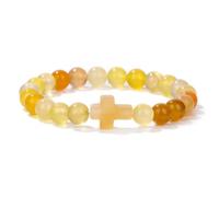 snxjaidszx Pulsera de cuentas de ojo de tigre de aventurina verde de amatista natural para mujeres y hombres y yoga, 17cm, Piedra Cuero