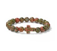 snxjaidszx Pulsera de cuentas de ojo de tigre de aventurina verde de amatista natural para mujeres y hombres y yoga, 21cm, Piedra Cuero