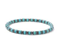 snxjaidszx Pulsera de cuentas planas de 2 x 4 mm, piedra natural, malaquita, turquesas, hematita, pulseras elásticas para mujeres y hombres, 19cm, Piedra Cuero