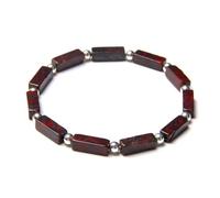snxjaidszx Pulsera rectangular de cuentas de piedra natural, lapislázuli, rodonita, ojo de tigre, para mujeres y hombres, 17cm, Piedra Cuero