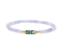 snxjaidszx Pulseras de cuentas de piedra natural de 4 mm para mujeres y hombres, cuarzo rosa, aventurina, calcedonia, pulsera, 21cm, Piedra Cuero