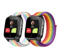 Snyeest 2-Piezas Correa Compatible con Xplora X5 /XGO 2/XGO 3, orrea de Reloj Deportivo de Nailon de Repuesto Ajustable y para Niños y Niñas Compatible con Xplora X5 Play/XGO 2/XGO 3,Arco iris+Neon