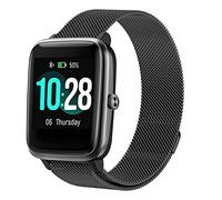 Snyeest Magnética Correa Compatible con ID205L, 19mm Pulsera Metal liberación rápida de acero inoxidable clásica para SW021/SW025/ID205S ID205G ID215 ID216 SW020 SW023 WF021 Uwatch3 Smartwatch,Negro