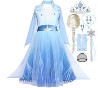 Snyemio Disfraz Princesa Elsa Niñas Vestido Reina de las Nieves con Peluca Accesorios para Carnaval Cumpleaños Halloween Navidad, 2-3 Años