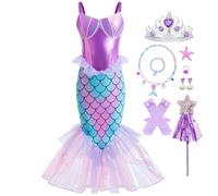 Snyemio Disfraz Sirenita Niña Vestido Sirena Princesa Ariel con Accesorios para Fiesta de Carnaval Cumpleaños, 2-3 Años