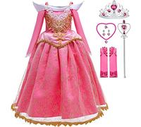 Snyemio Niñas Disfraz Aurora Vestido Bella Durmiente Princesa Traje Carnaval Fiesta Halloween Cosplay, 5-6 Años