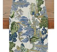 Snylcce Camino de mesa vintage chinoiserie de 13 x 47 pulgadas, elegante diseño de montaña para decoración de mesa de cocina y comedor, perfecto para fiestas de temporada en el hogar