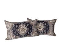 Snylcce - Funda de cojín 30 x 50 cm, estilo boho étnico, juego de 2 fundas de cojín, diseño floral mandala, funda de almohada boho decorativa para dormitorio, color negro dorado