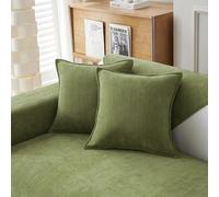 Snylcce Fundas de cojín verdes de 50 x 50 cm, 20 x 20 pulgadas, juego de 2 fundas de almohada de chenilla con diseño elegante, cojines decorativos suaves y lujosos para sofá, cama y decoración del hog