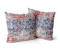 Snylcce Juego de 2 fundas de almohada bohemias de 45 x 45 cm, para sofá, color azul marino, rojo, geométrico, floral, decoración del hogar, para sofá, porche, patio, cama, habitación al aire libre