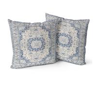 Snylcce Juego de 2 fundas de cojín bohemias, diseño antiguo y vintage, color azul acero claro, patrón de doble cara, fundas de cojín suaves para sofá de jardín, sofá, cama, fundas de almohada