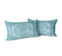 Snylcce Juego de 2 Fundas de Cojines Decorativos Bohemios, Diseño Antiguo y Vintage en Azul Cielo Profundo, Patrón de Doble Cara - Fundas de Cojín Suaves de 30x50 cm para Sofá de Jardín, Sofá, Cama